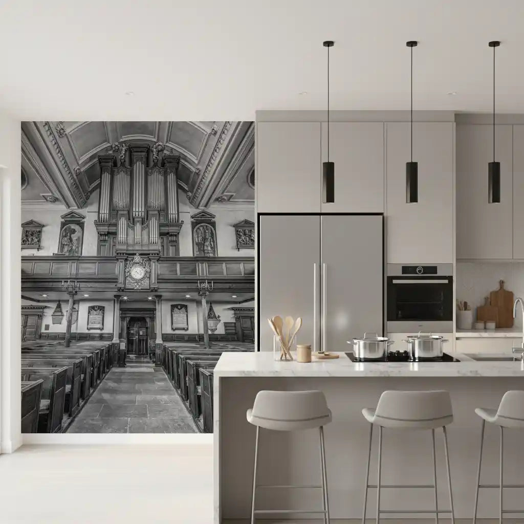 Historic Cathedral Pipe Organ Interior Wall Mural