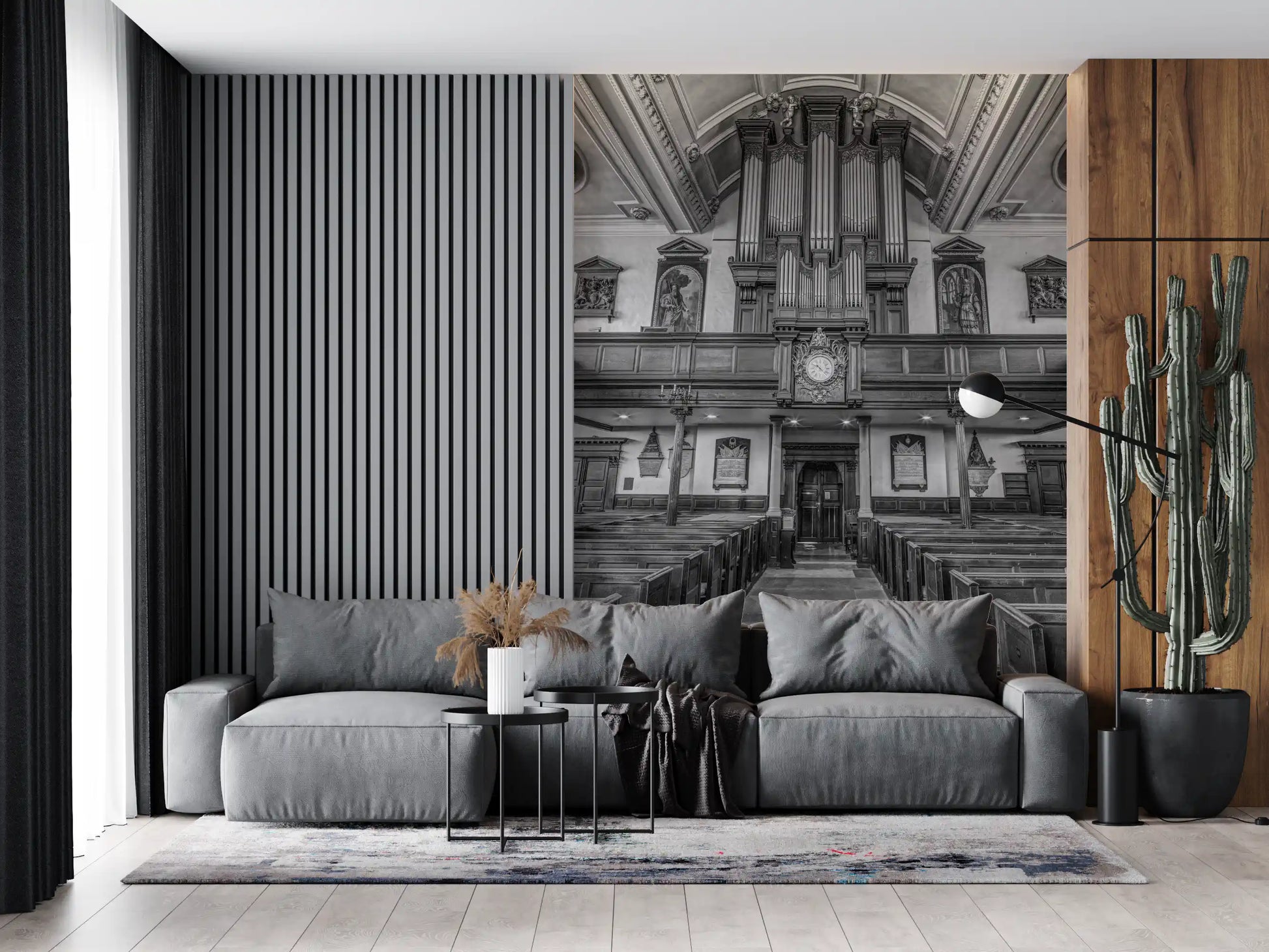 Historic Cathedral Pipe Organ Interior Wall Mural