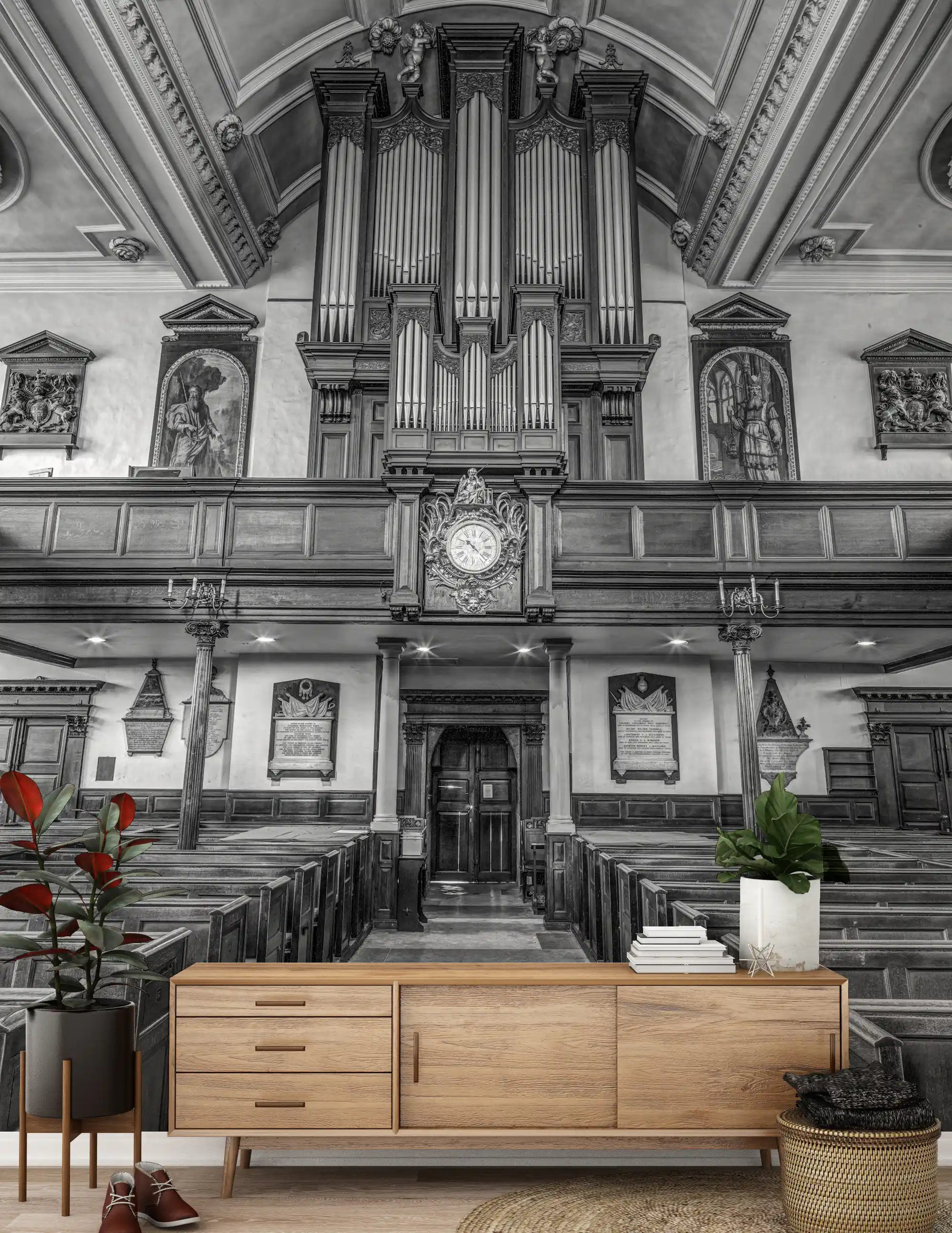 Historic Cathedral Pipe Organ Interior Wall Mural