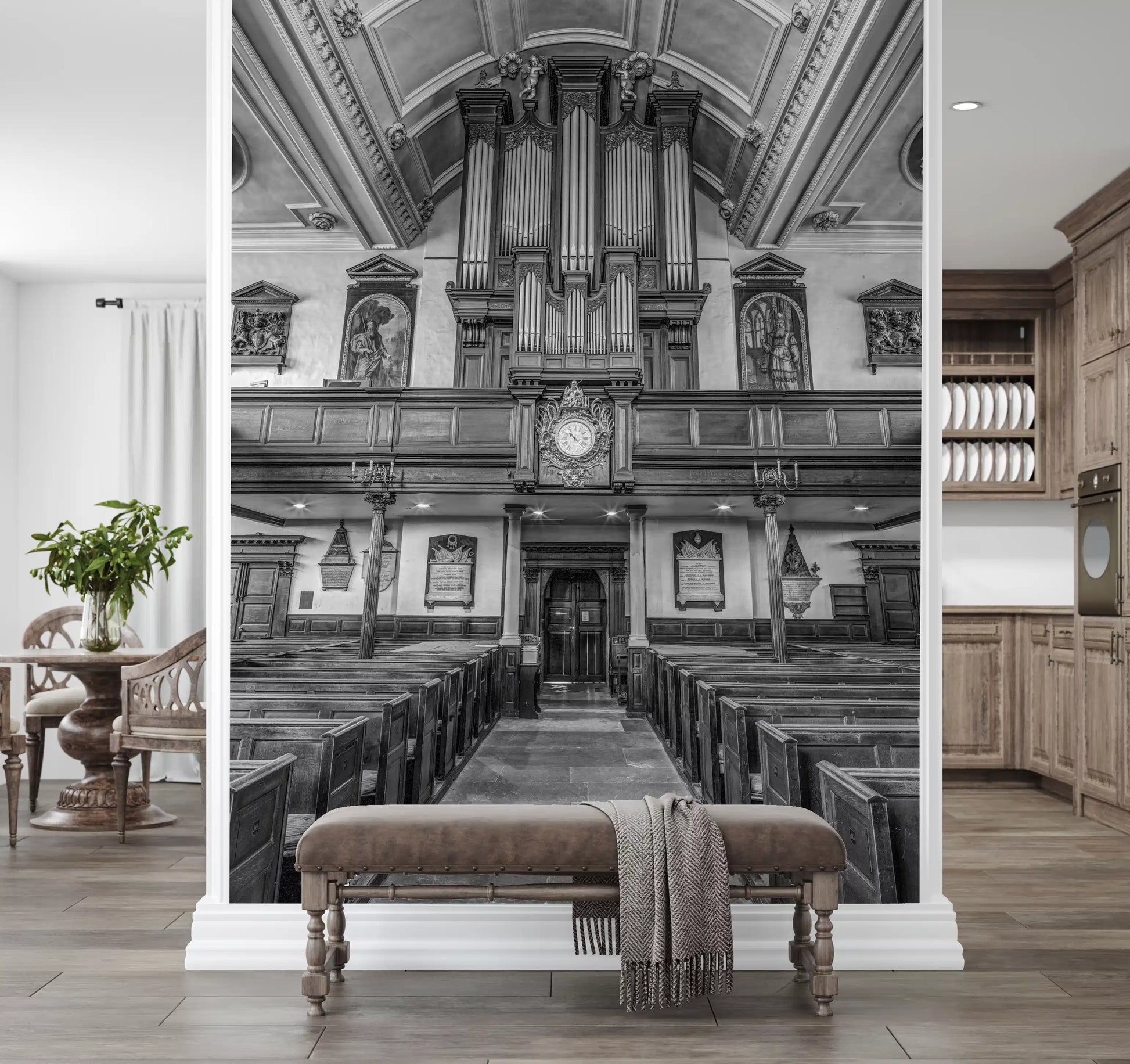 Historic Cathedral Pipe Organ Interior Wall Mural