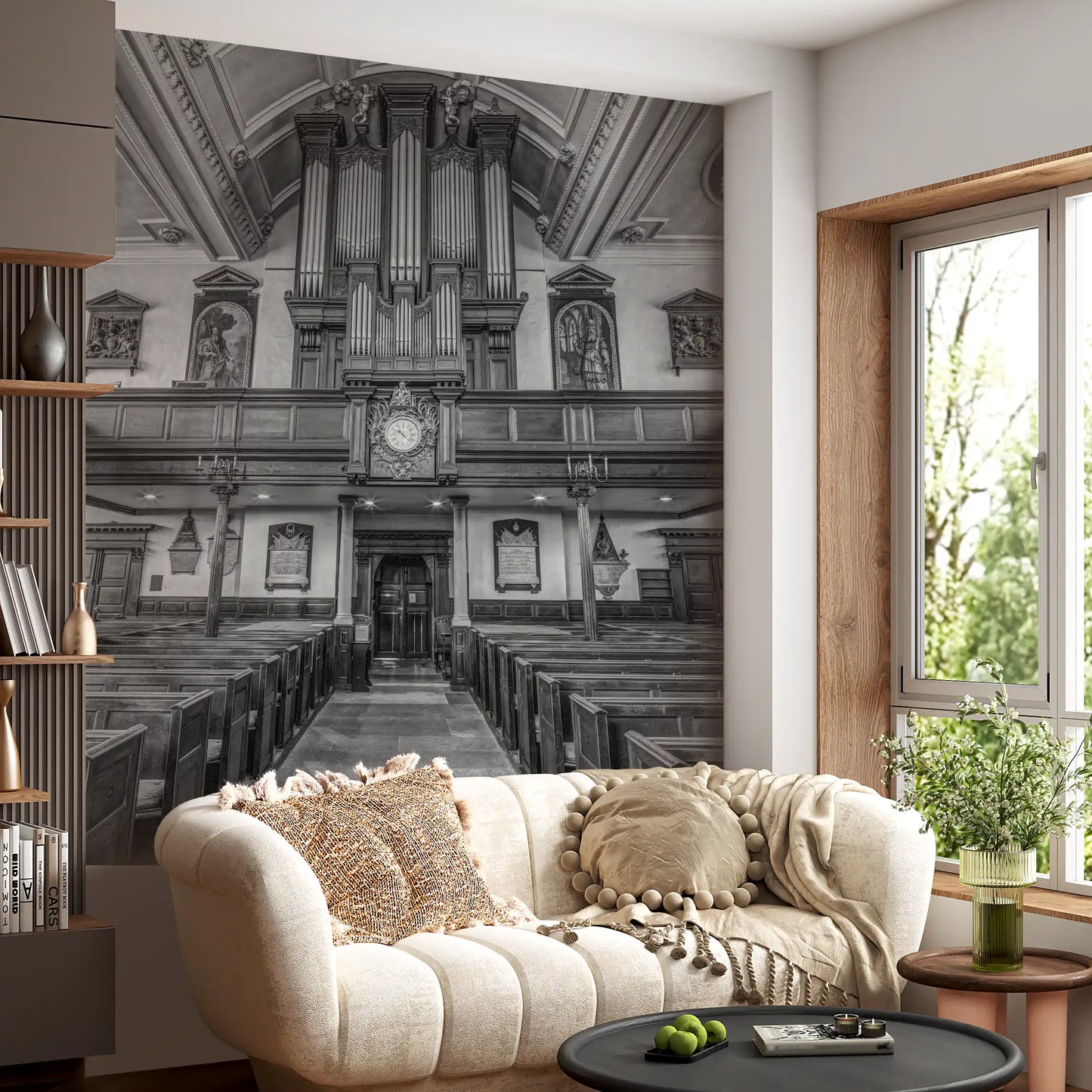 Historic Cathedral Pipe Organ Interior Wall Mural