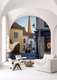 Old English Market Town Streetscape Wall Mural