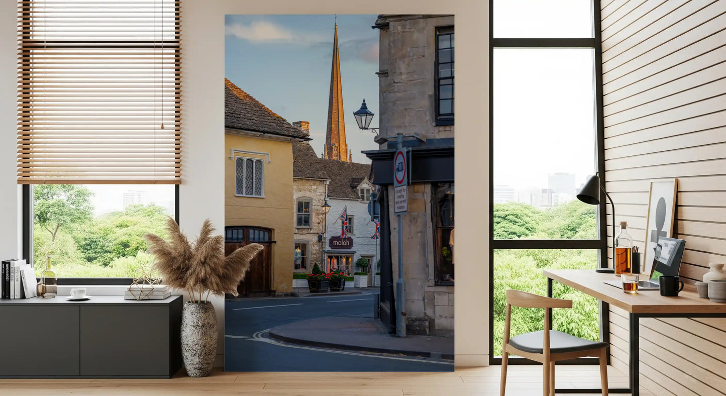 Old English Market Town Streetscape Wall Mural