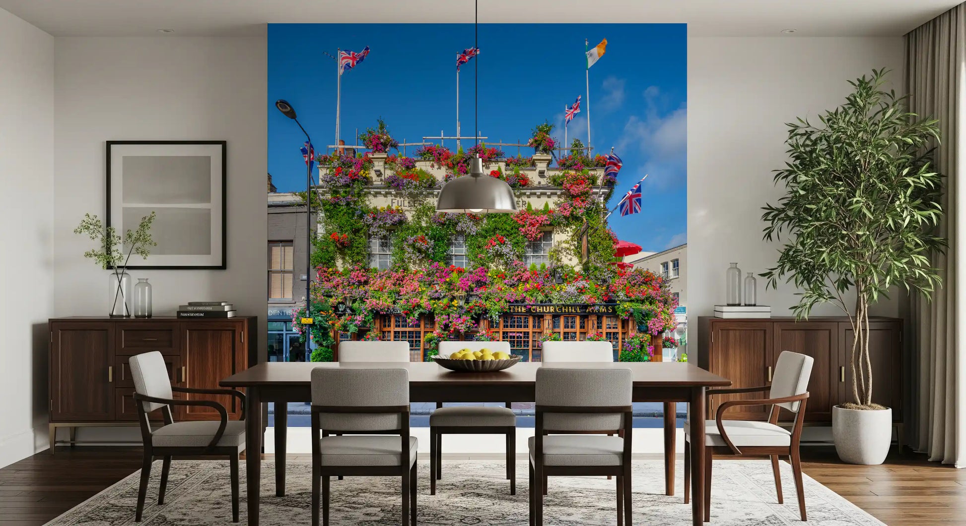 London Floral Pub Exterior Wall Mural
