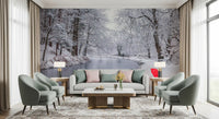 Winter Forest Red Umbrella Wall Mural