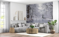 Winter Forest Red Umbrella Wall Mural