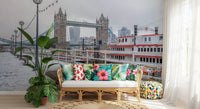 Snowy Thames Riverside View Wall Mural