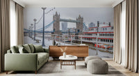 Snowy Thames Riverside View Wall Mural