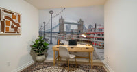 Snowy Thames Riverside View Wall Mural