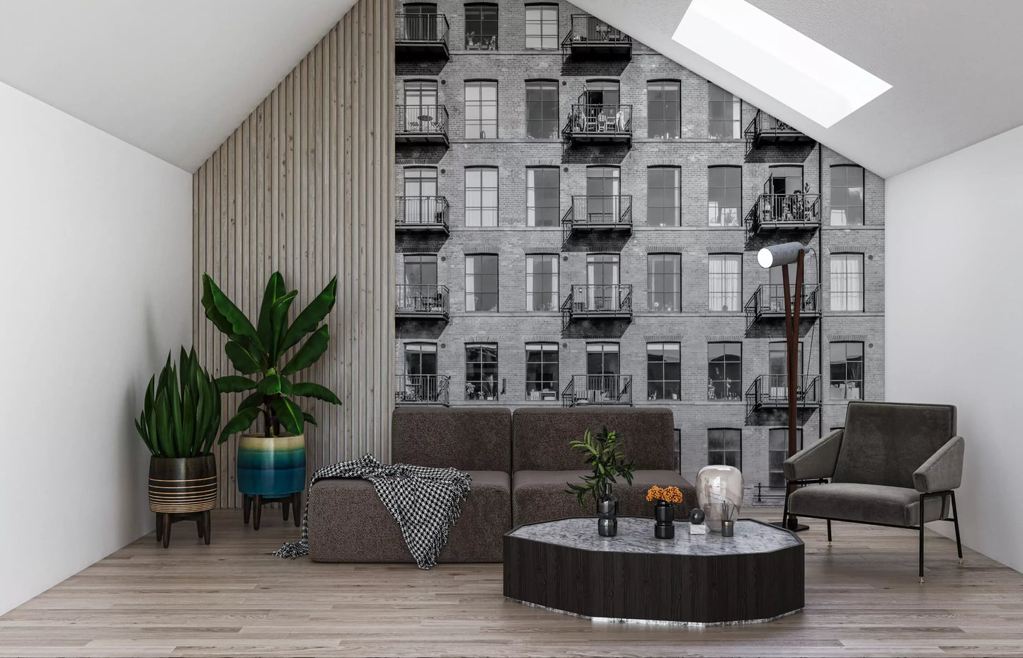 Industrial Riverside Brick Loft Facade Wall Mural