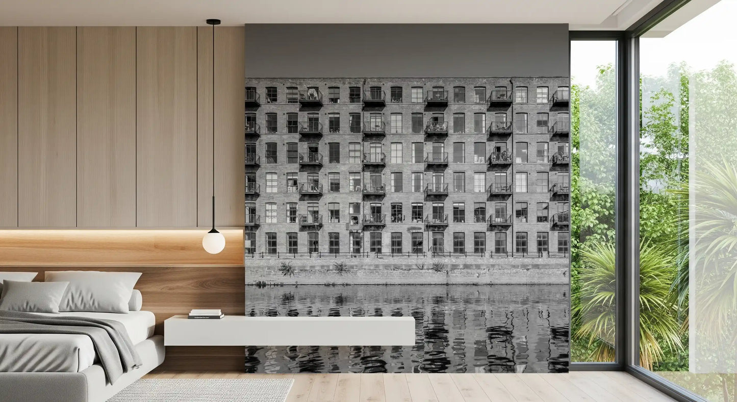 Industrial Riverside Brick Loft Facade Wall Mural