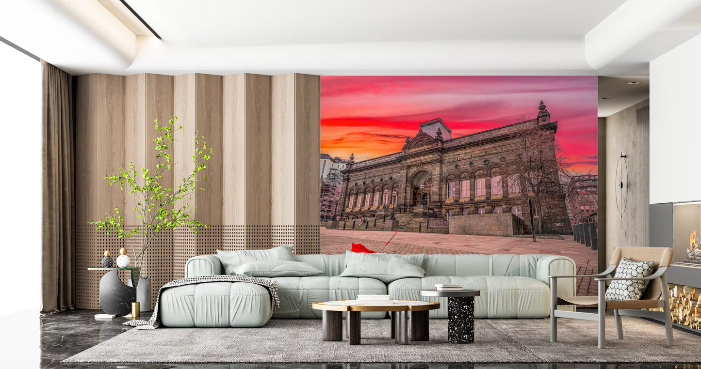 Urban Red Umbrella Sunset Wall Mural