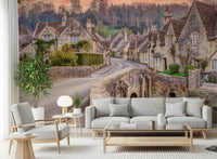 Cotswold Village Sunset Wall Mural