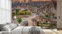 Cotswold Village Sunset Wall Mural