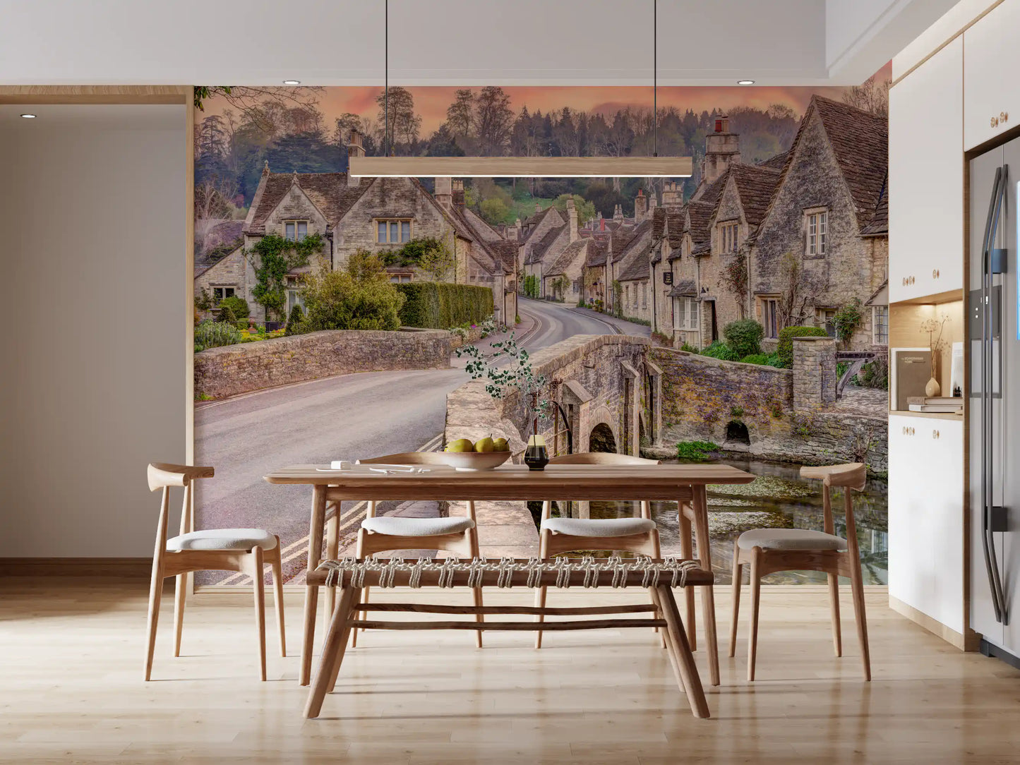 Cotswold Village Sunset Wall Mural