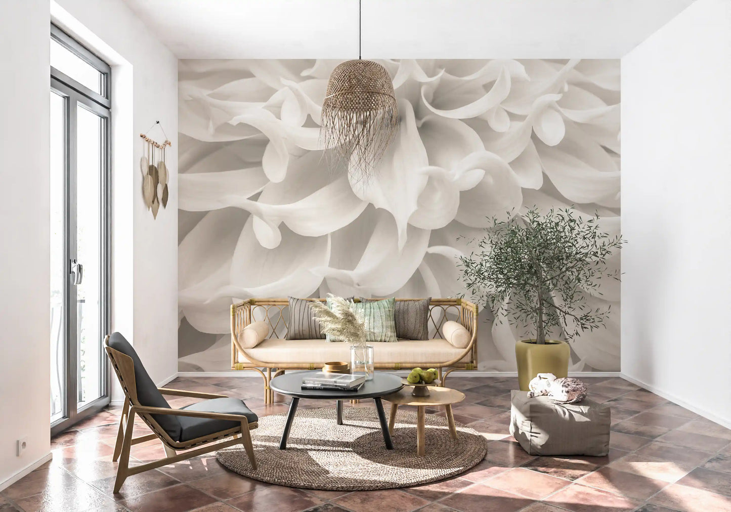 Cream Petal Macro Flow Wall Mural