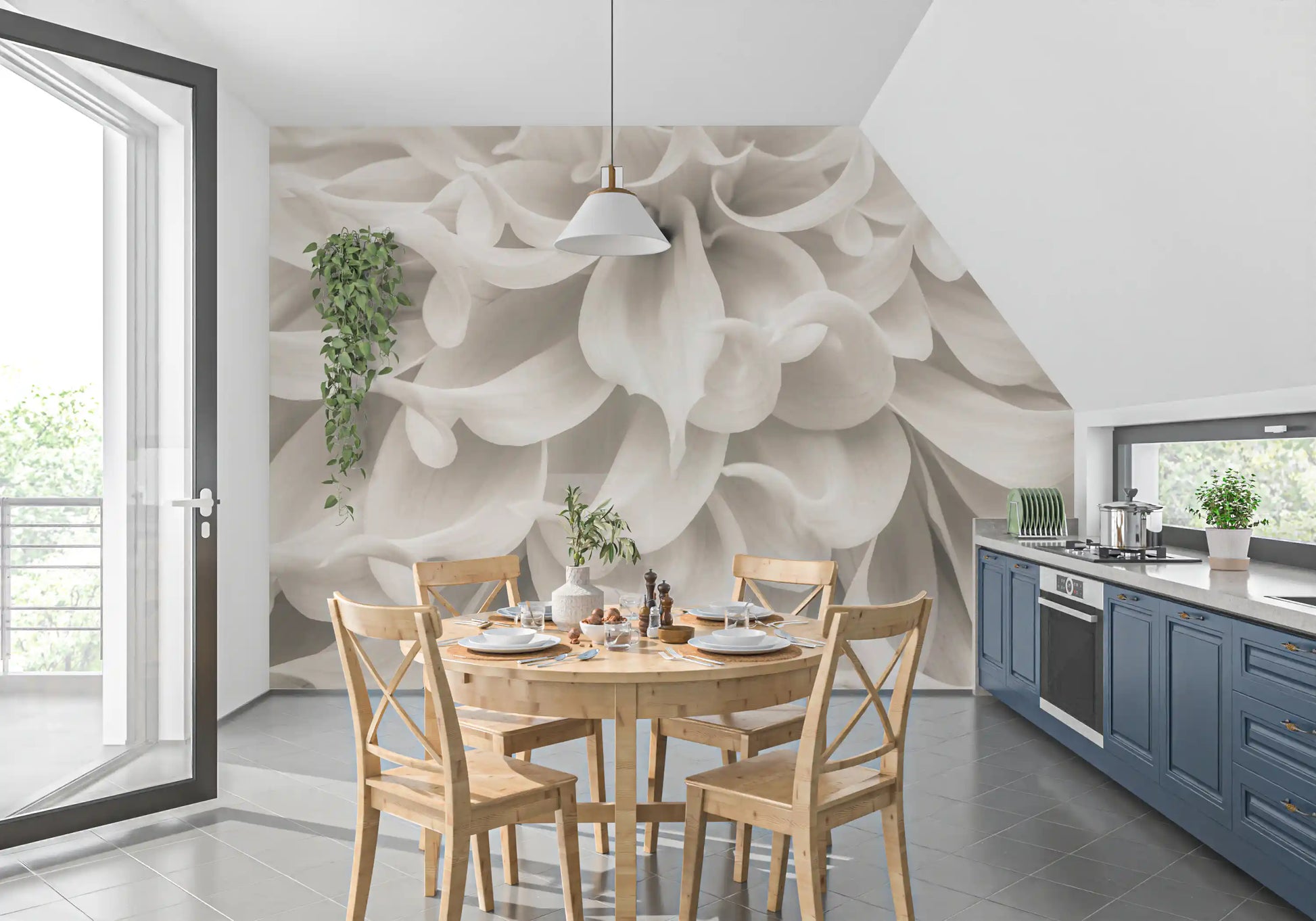 Cream Petal Macro Flow Wall Mural