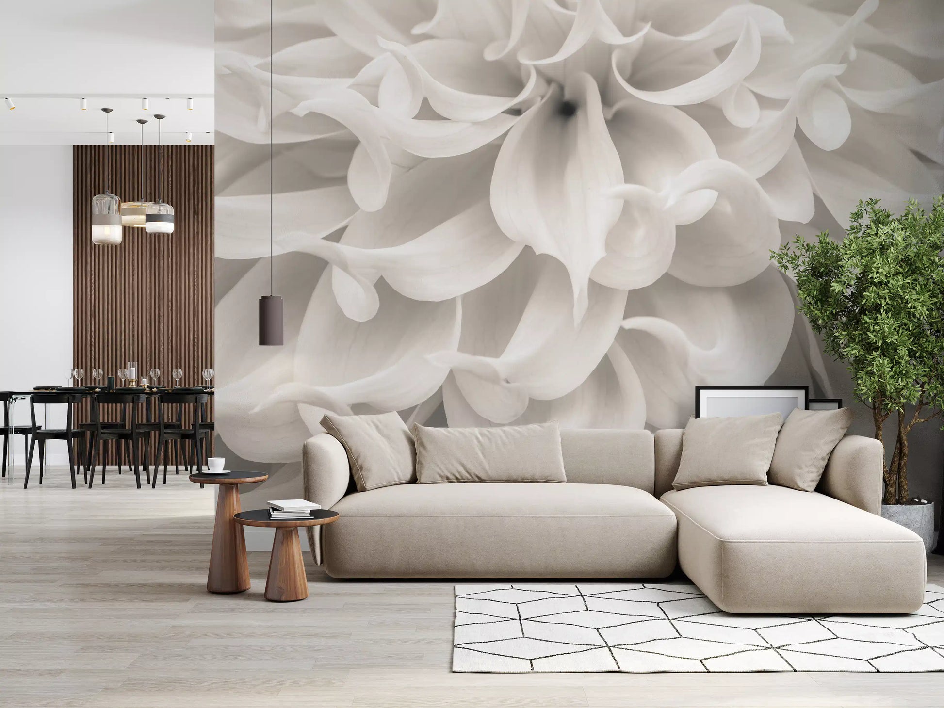 Cream Petal Macro Flow Wall Mural