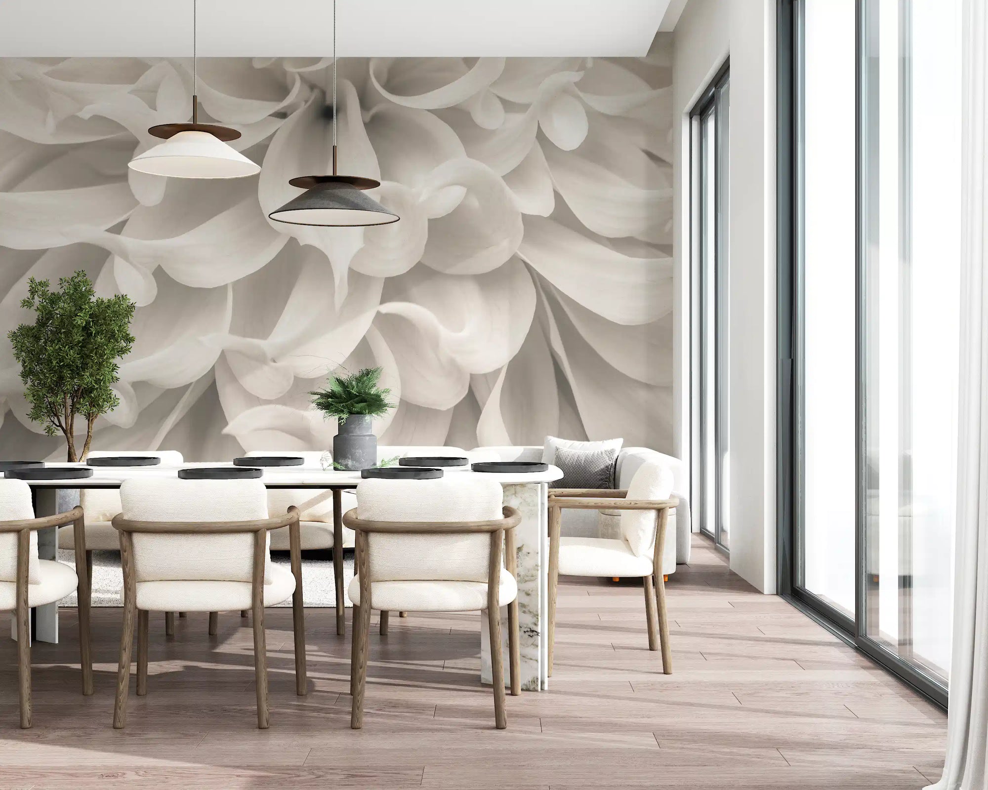 Cream Petal Macro Flow Wall Mural