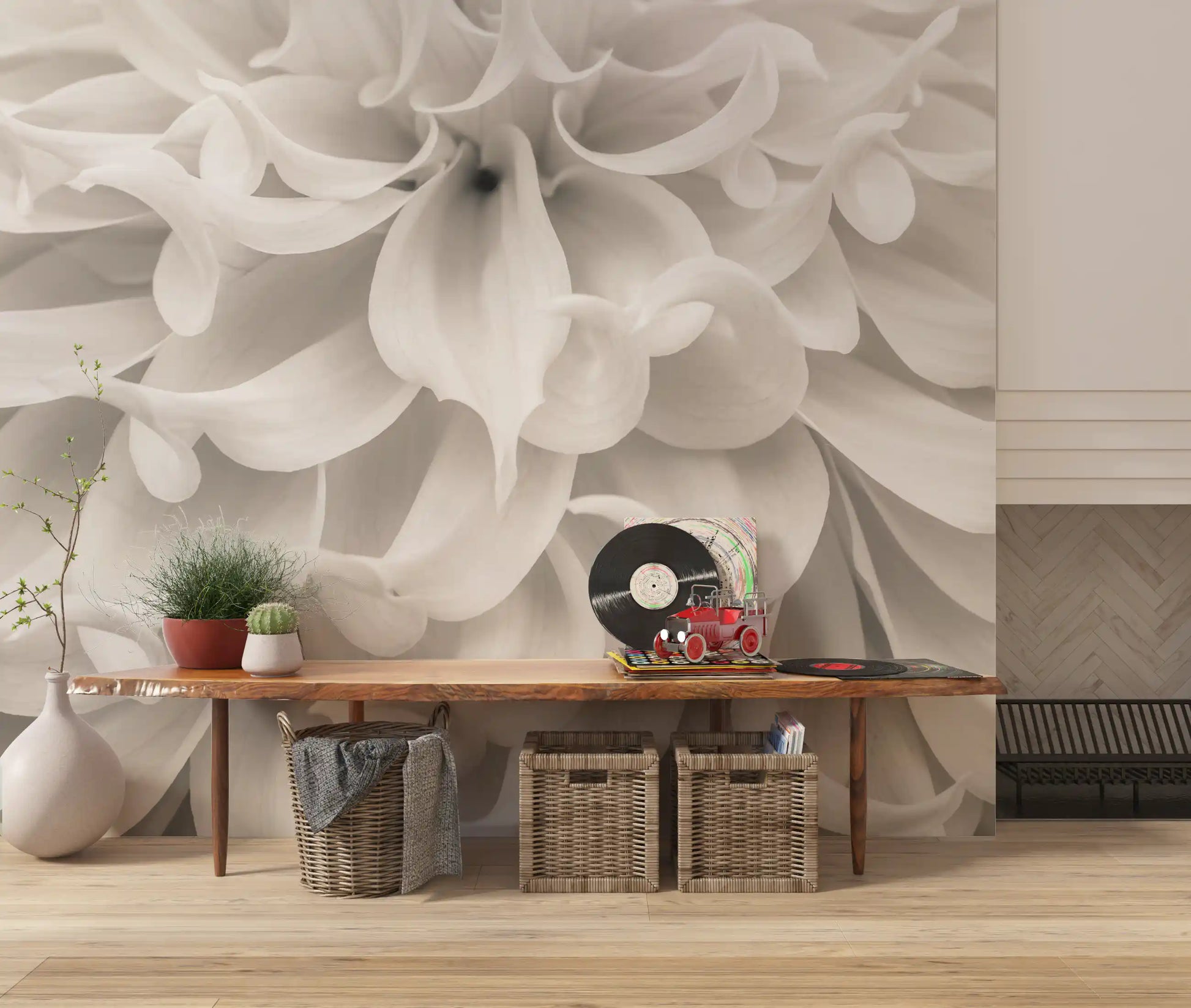 Cream Petal Macro Flow Wall Mural
