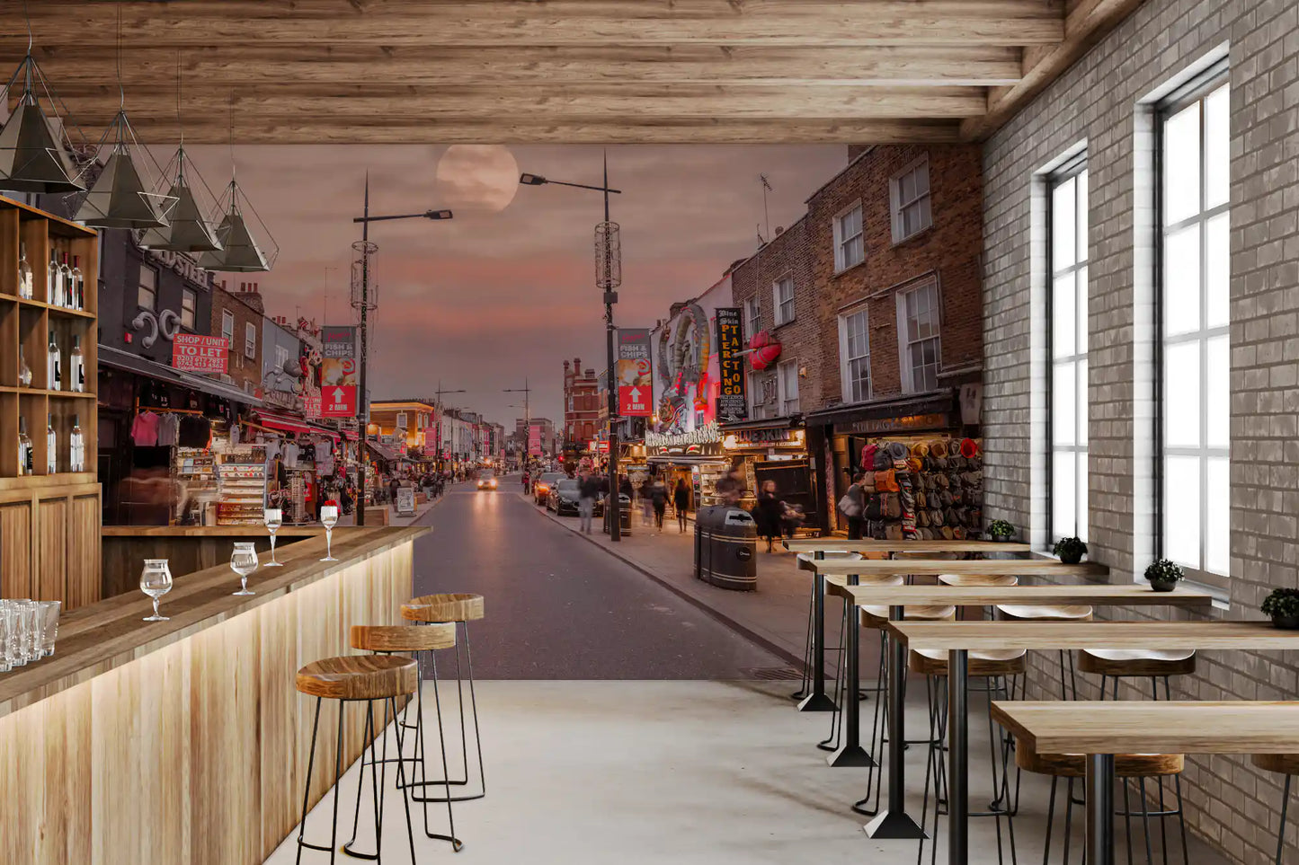 London Street Twilight Scene Wall Mural