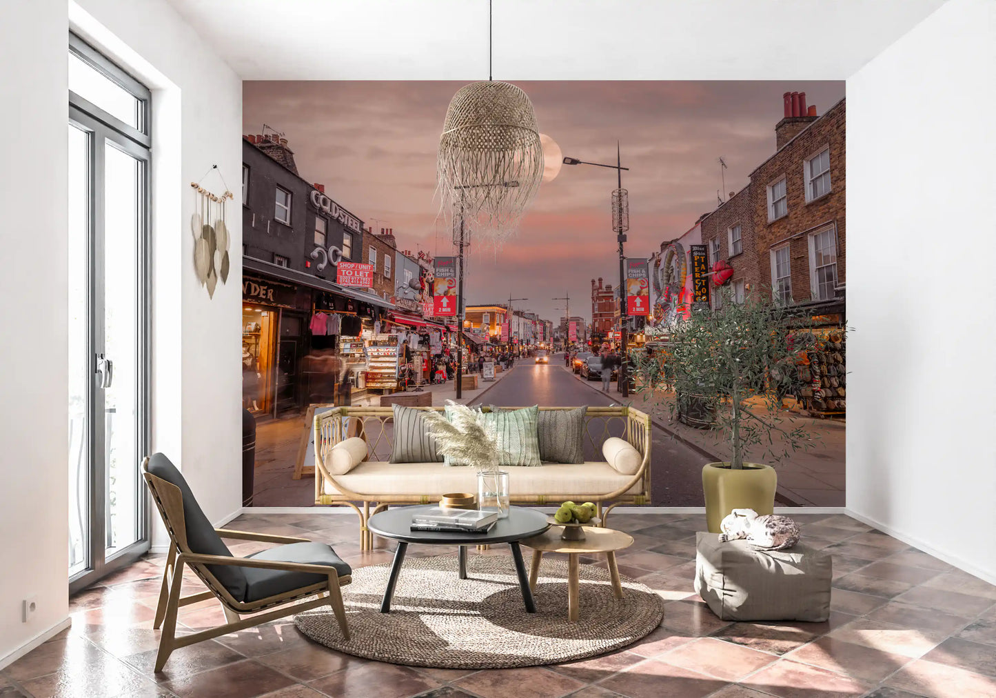 London Street Twilight Scene Wall Mural