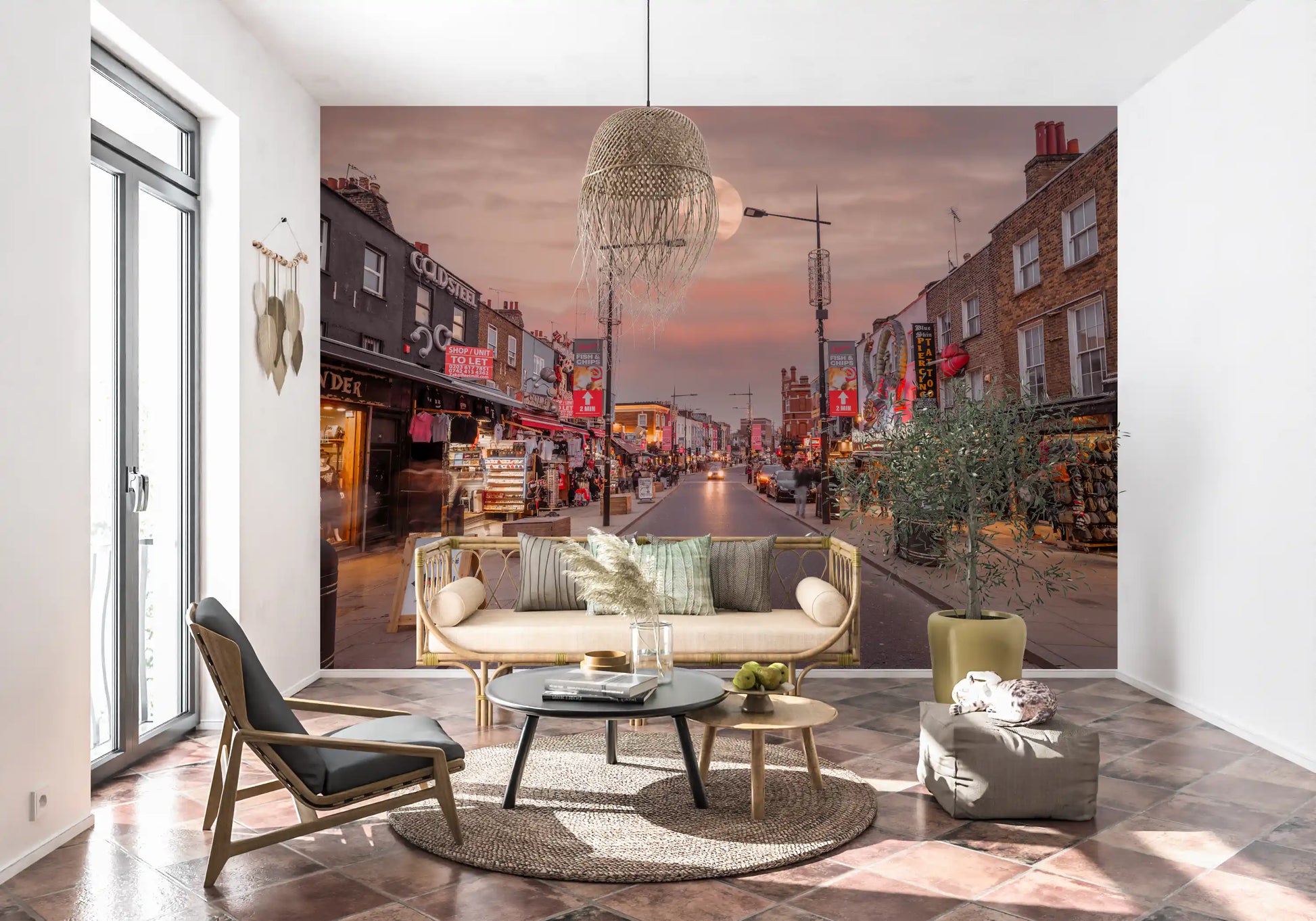London Street Twilight Scene Wall Mural