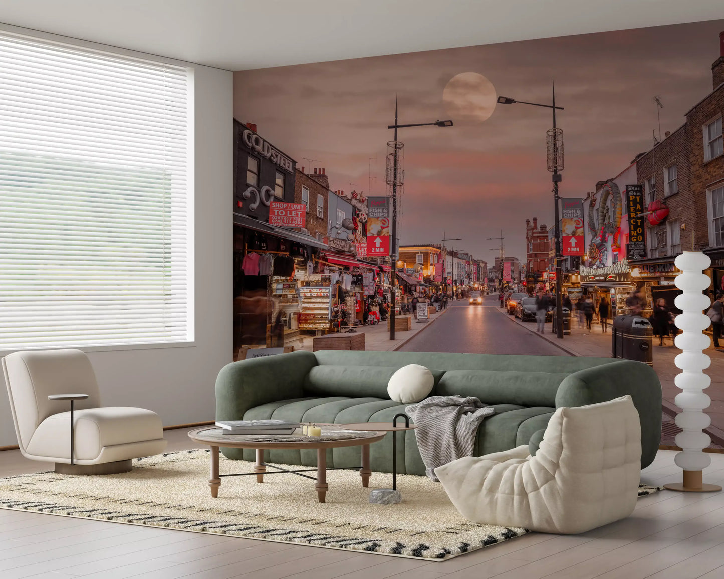 London Street Twilight Scene Wall Mural