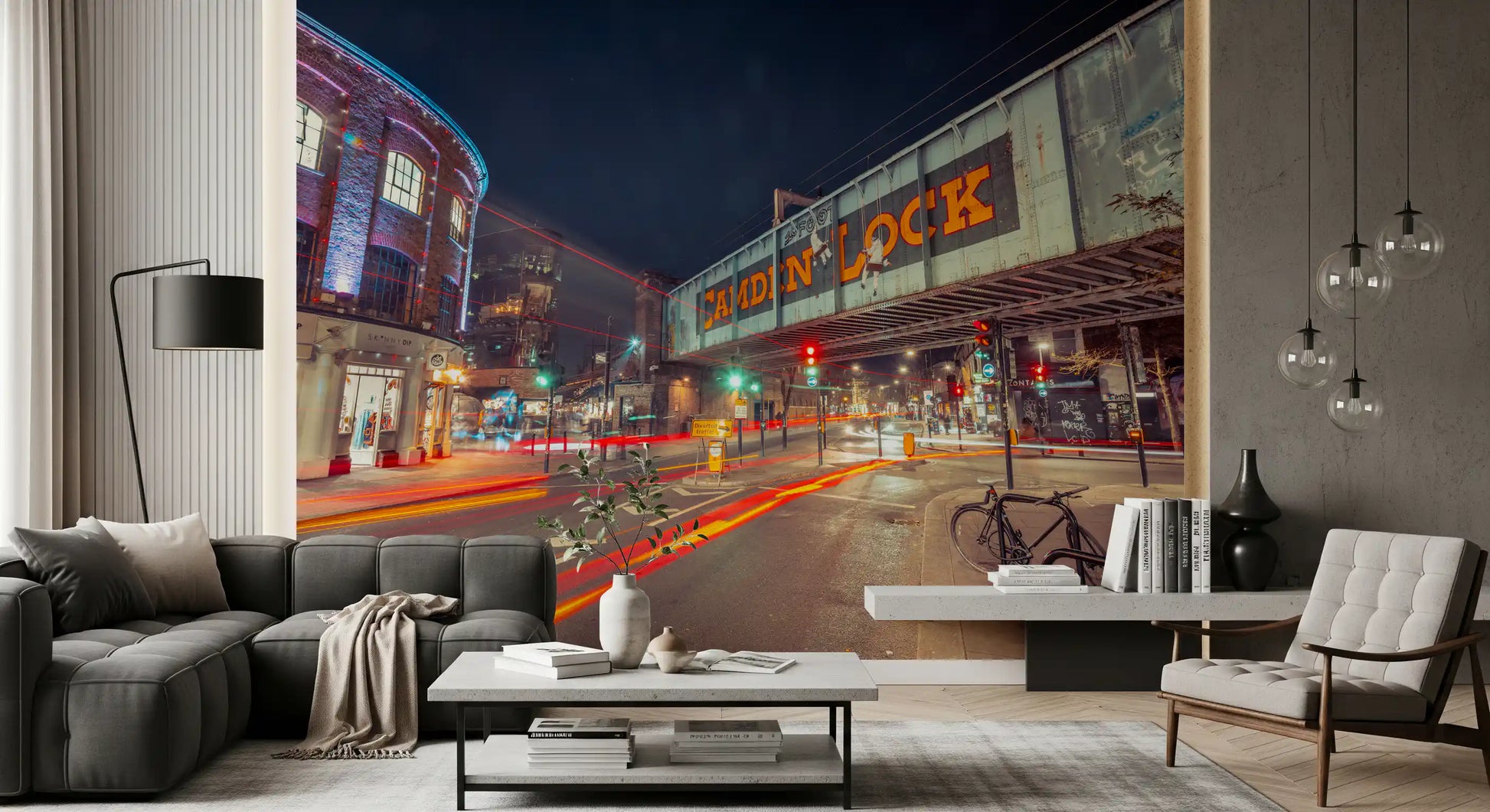 London Camden Night Bridge Wall Mural