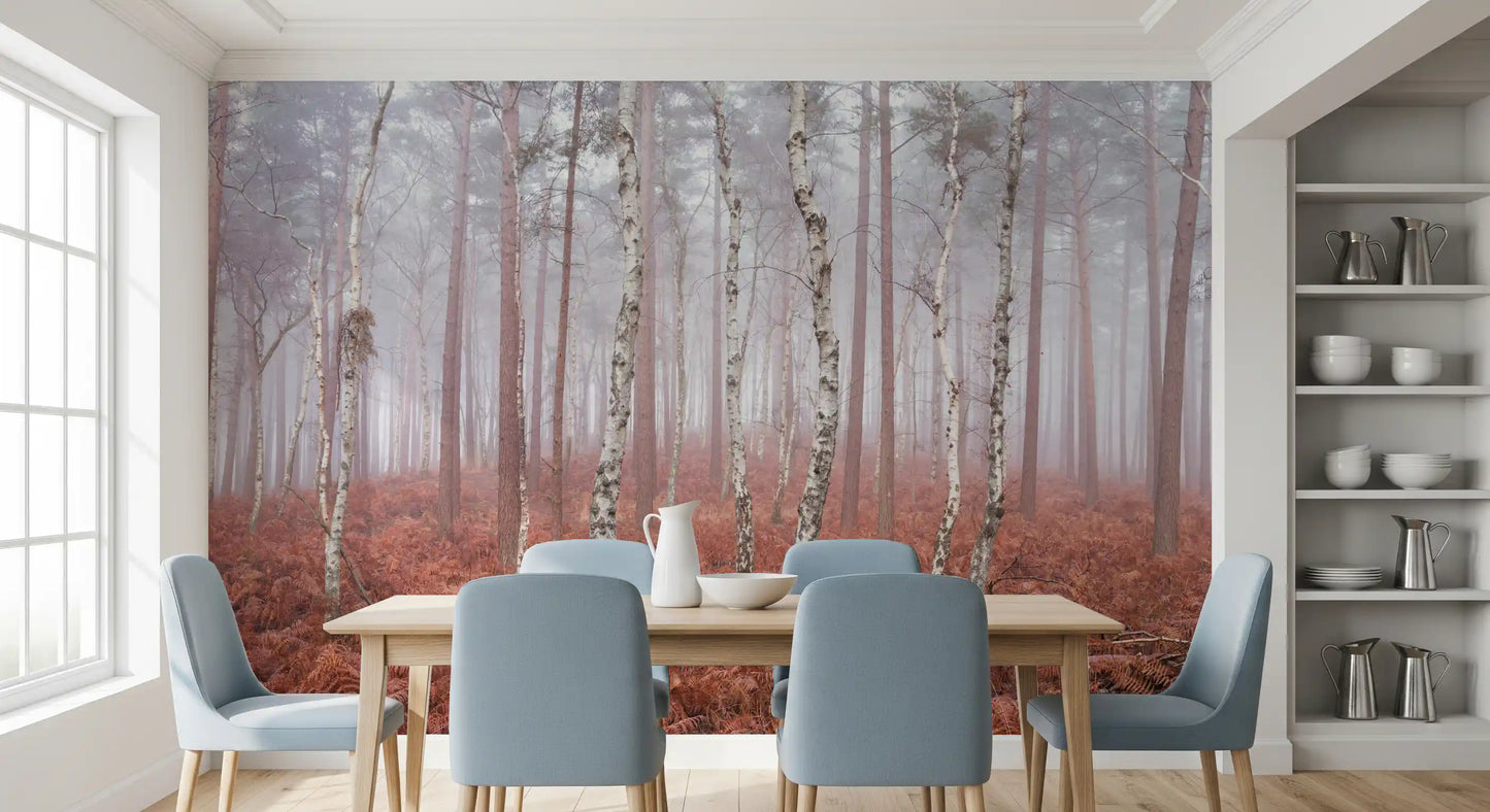 Misty Woodland Awakening Wall Mural