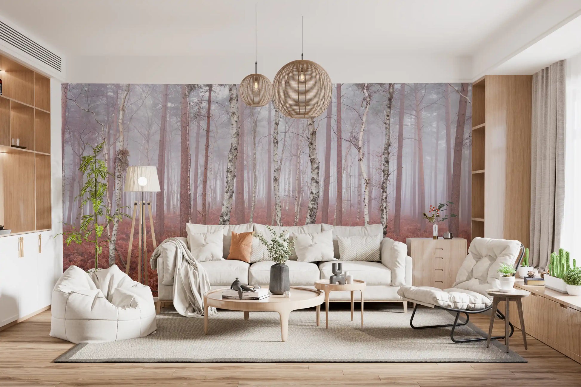 Misty Woodland Awakening Wall Mural