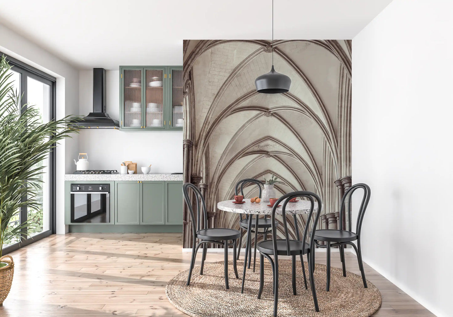 Gothic Stone Ribbed Vaulting Wall Mural