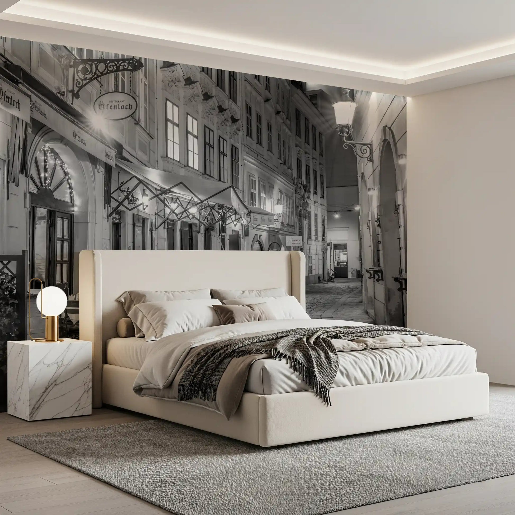 Historic European Restaurant Street Wall Mural