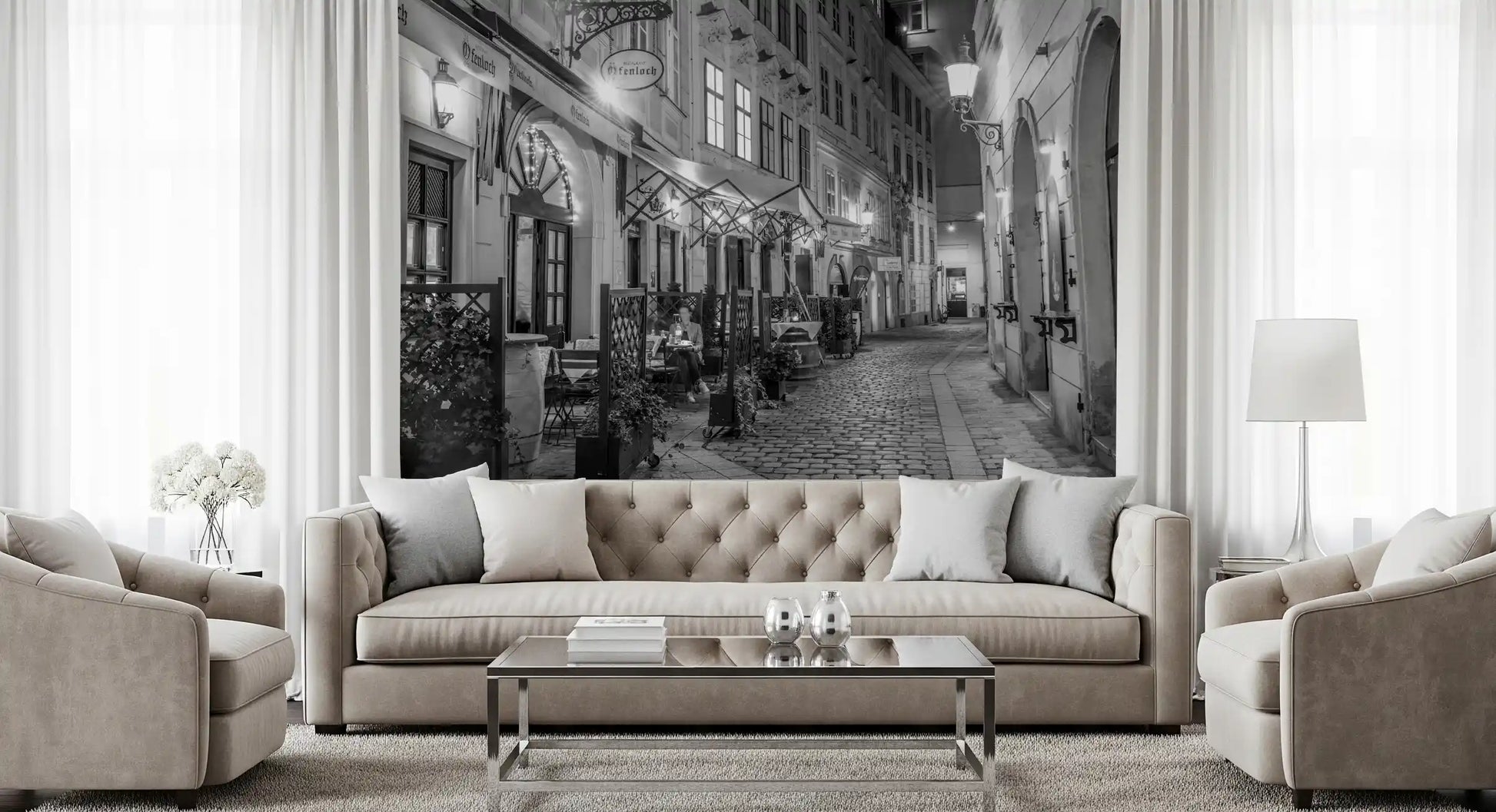 Historic European Restaurant Street Wall Mural