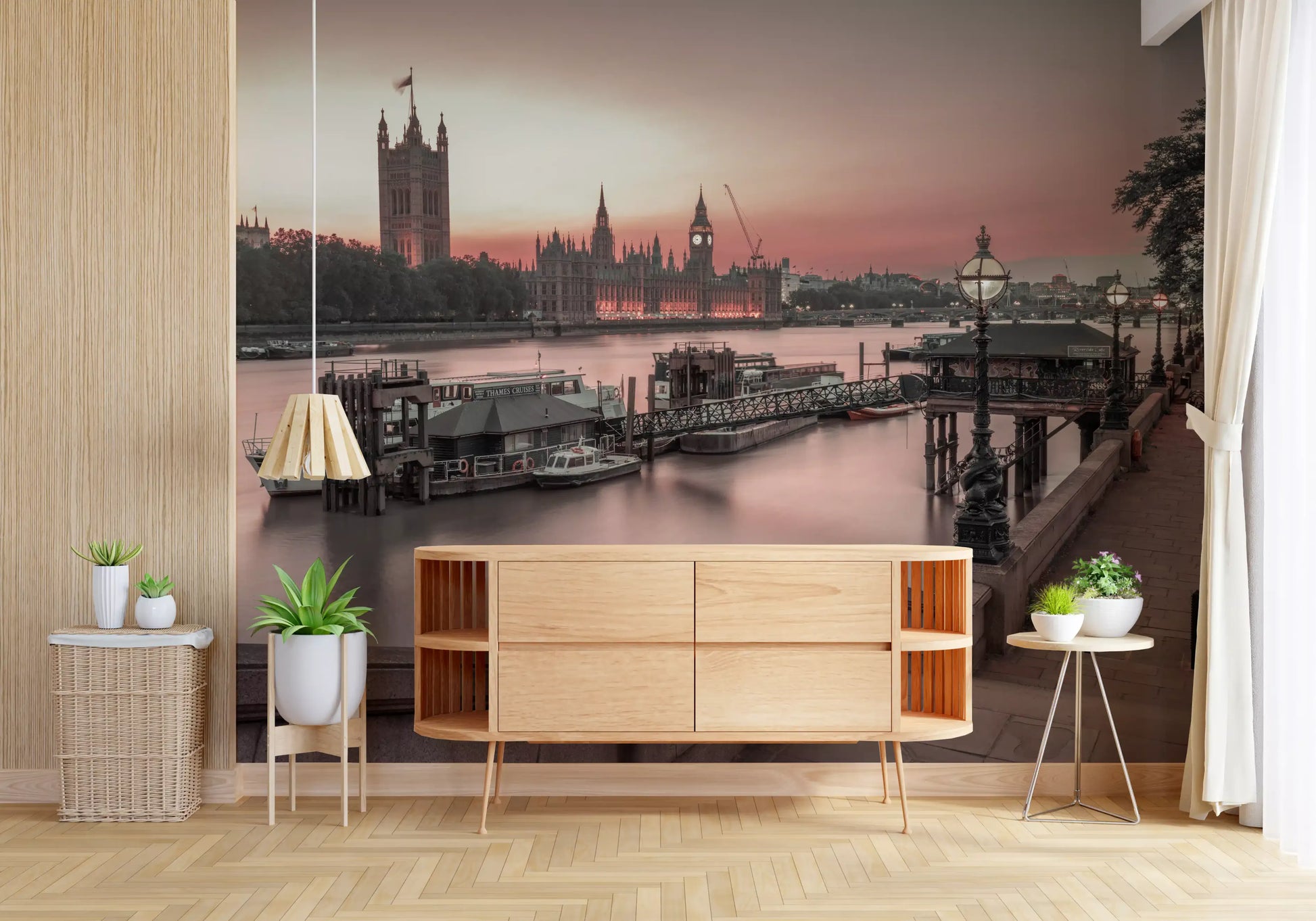 London River Sunset View Wall Mural