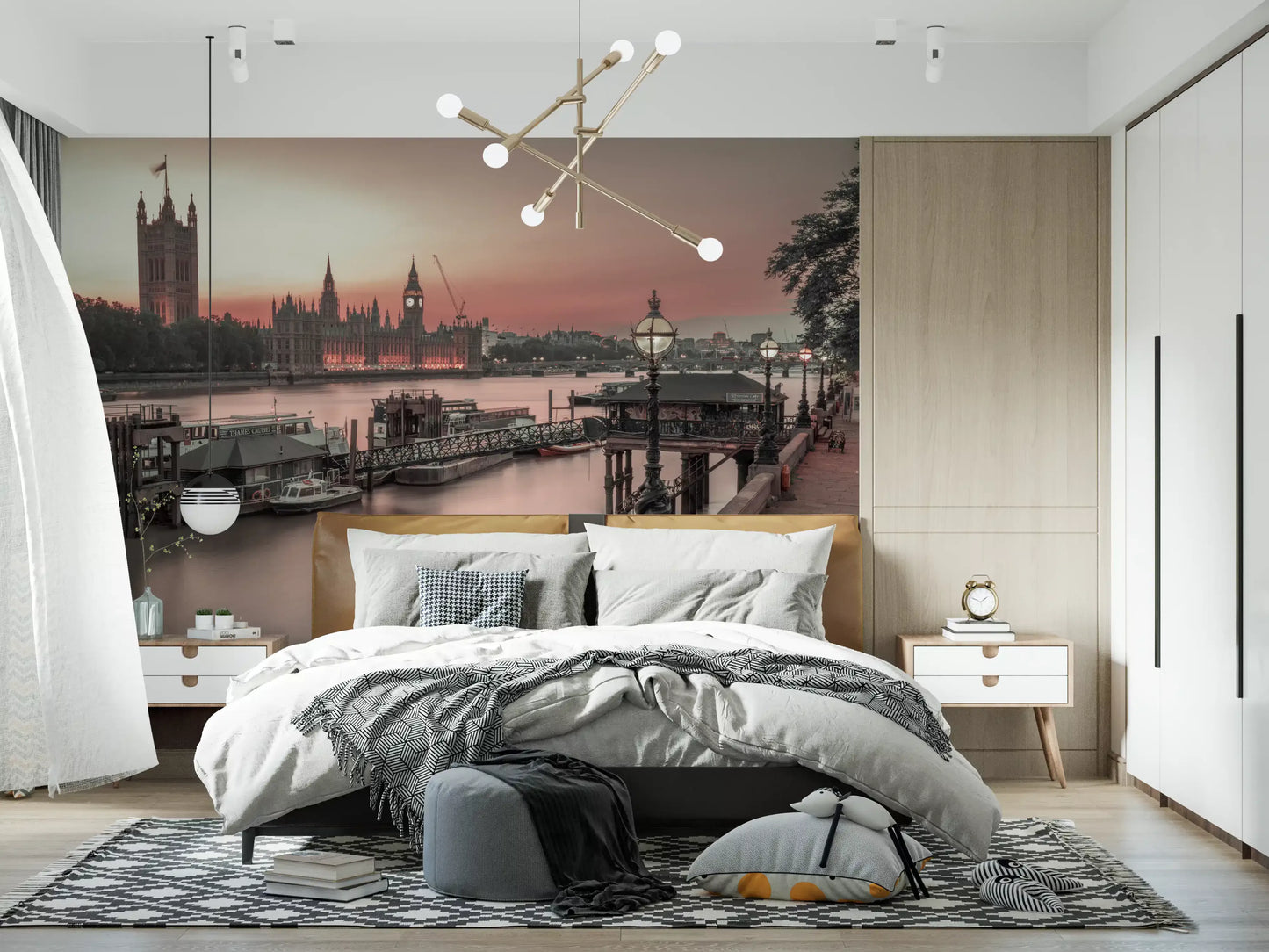 London River Sunset View Wall Mural