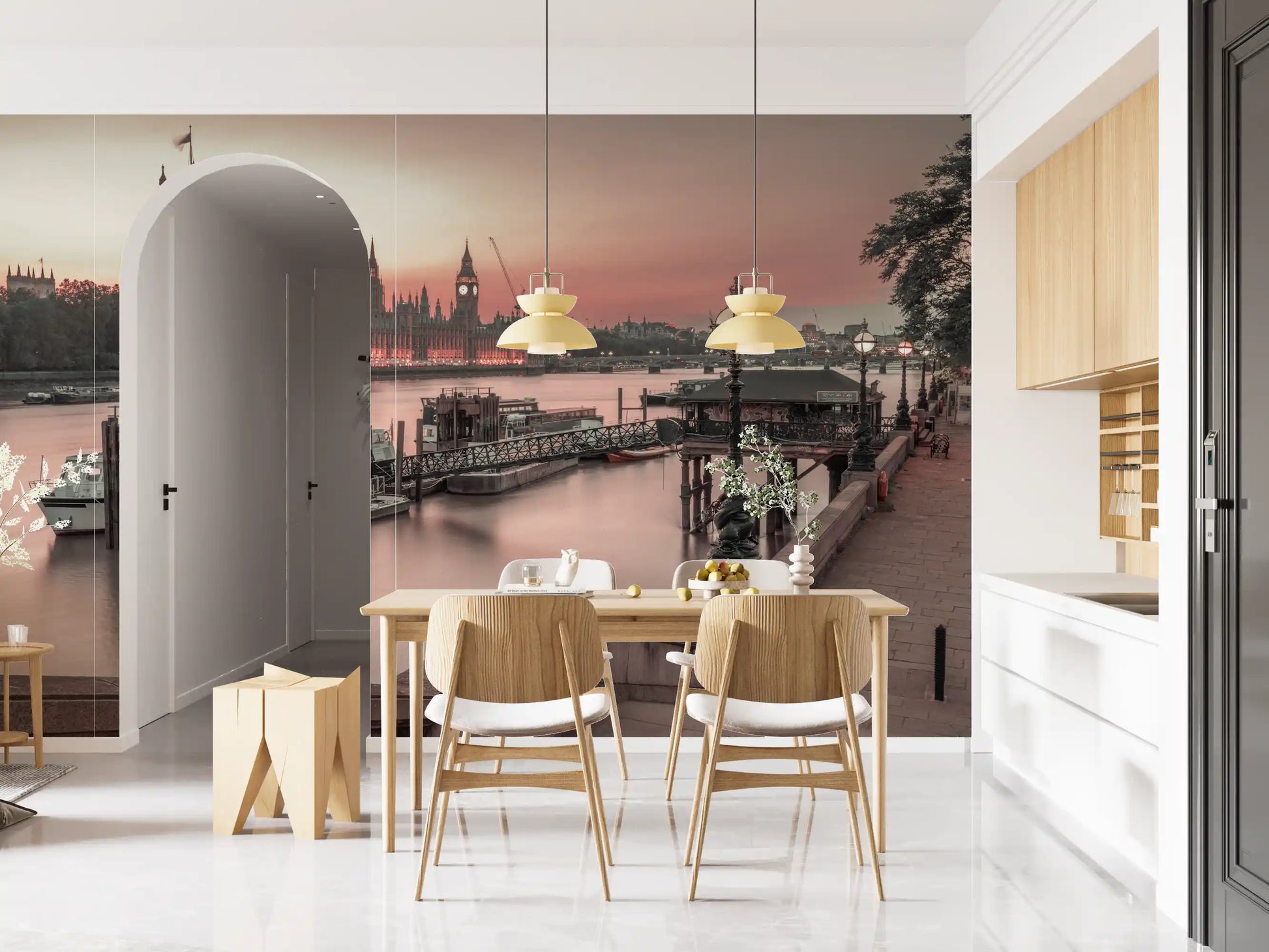 London River Sunset View Wall Mural