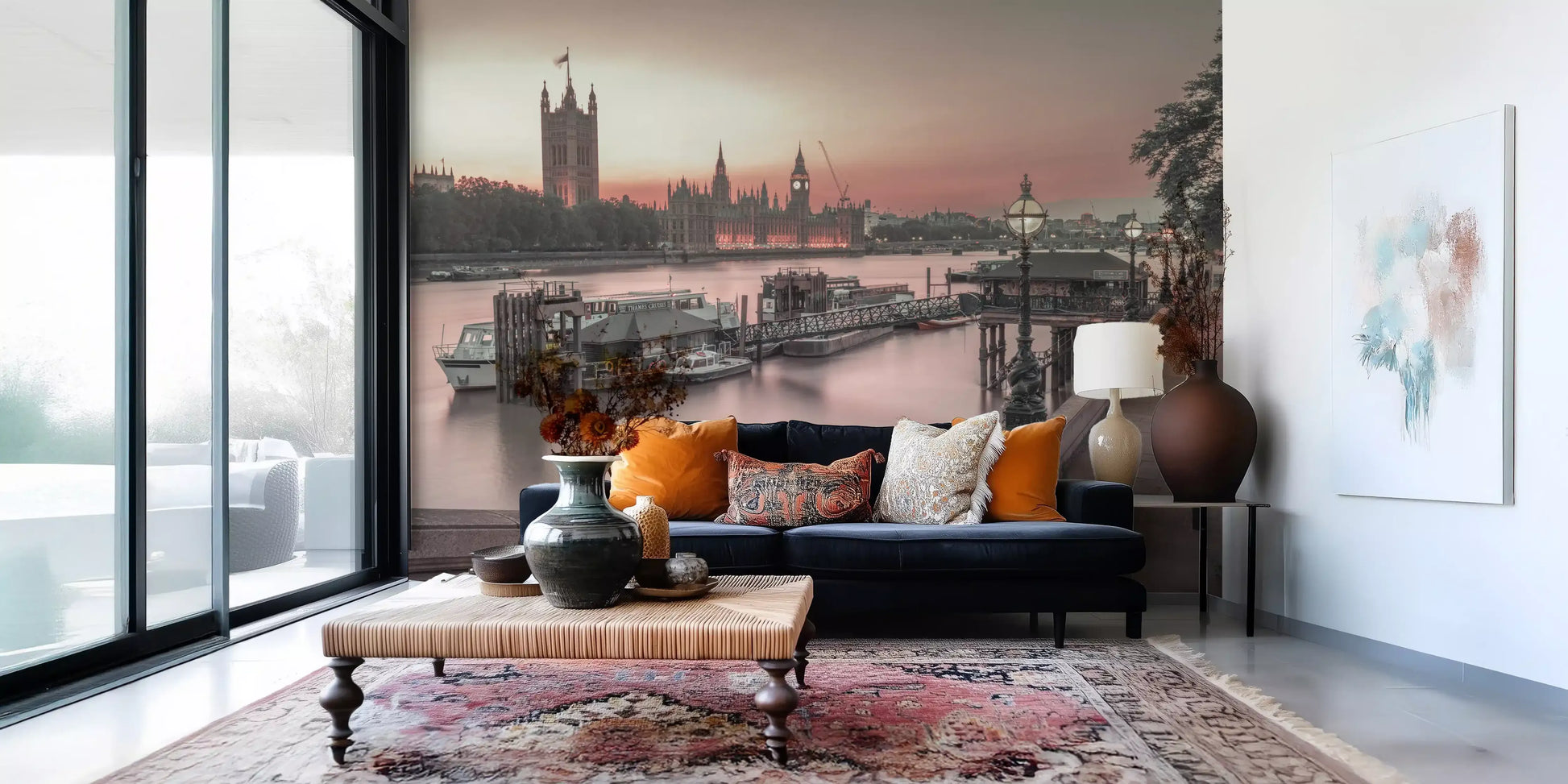 London River Sunset View Wall Mural