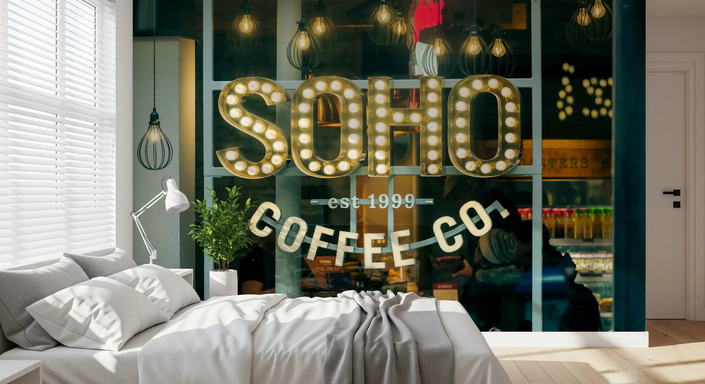 Urban Coffee House Neon Sign Wall Mural