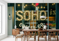 Urban Coffee House Neon Sign Wall Mural
