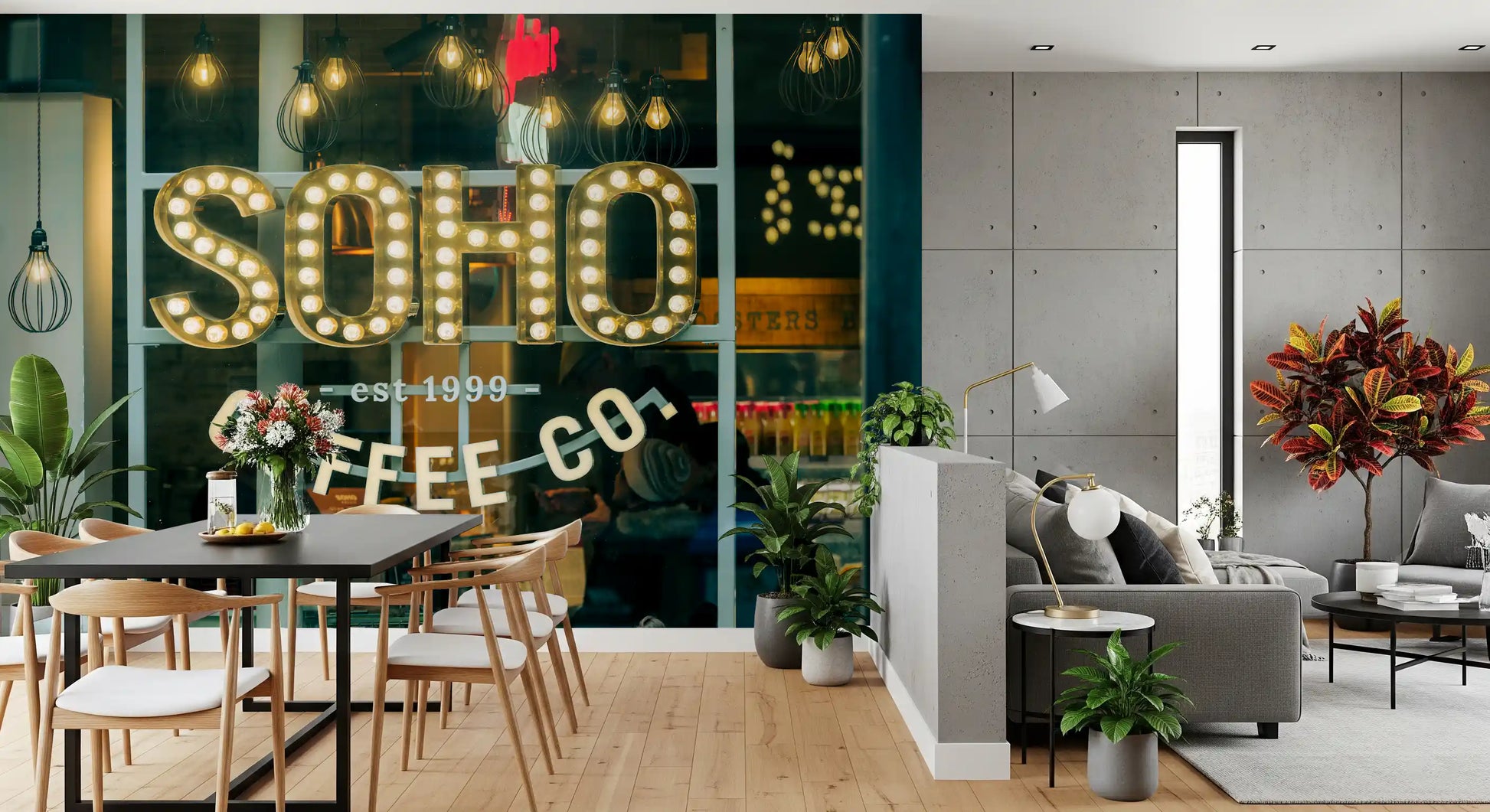 Urban Coffee House Neon Sign Wall Mural