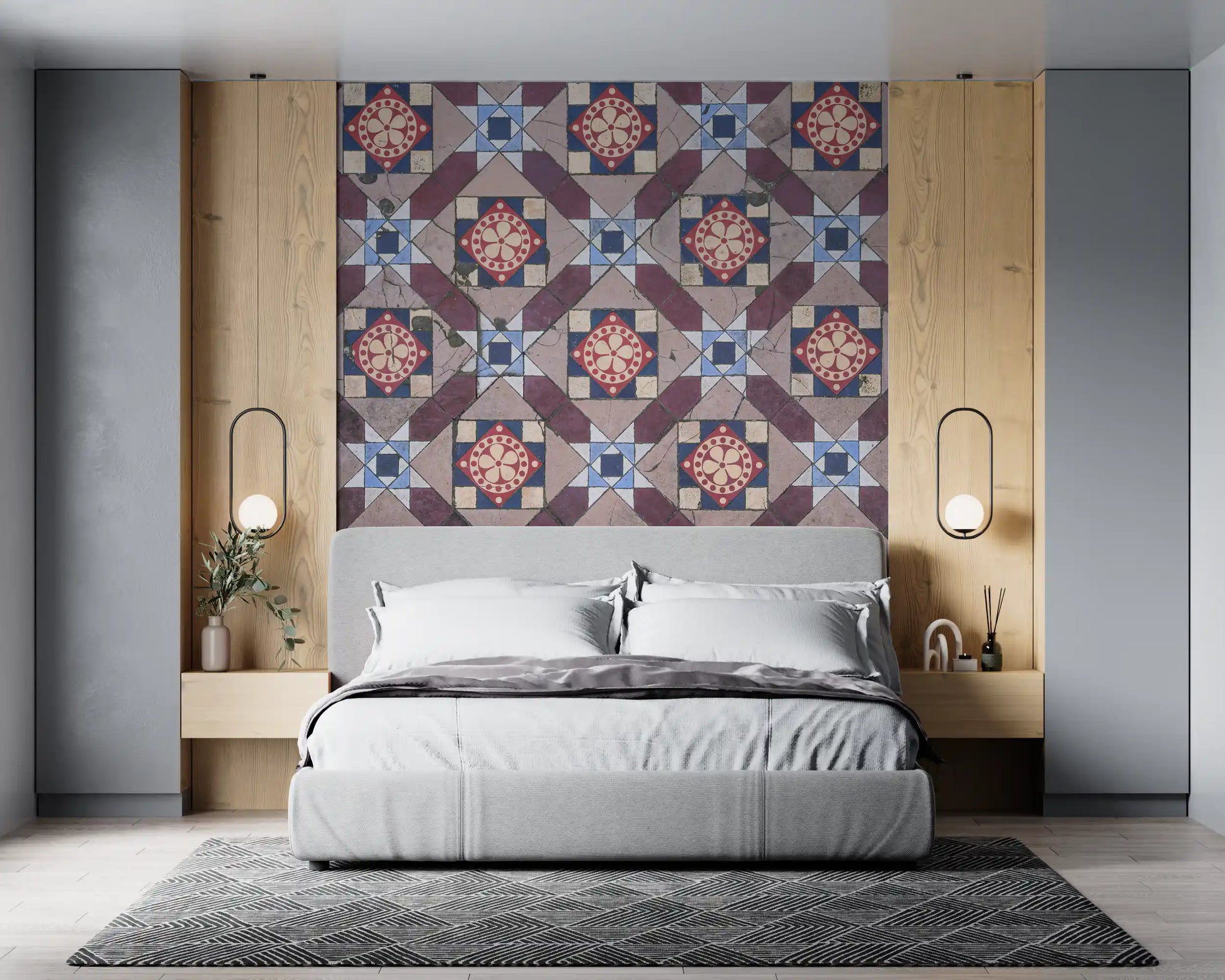 Victorian Geometric Floral Medallion Wall Mural