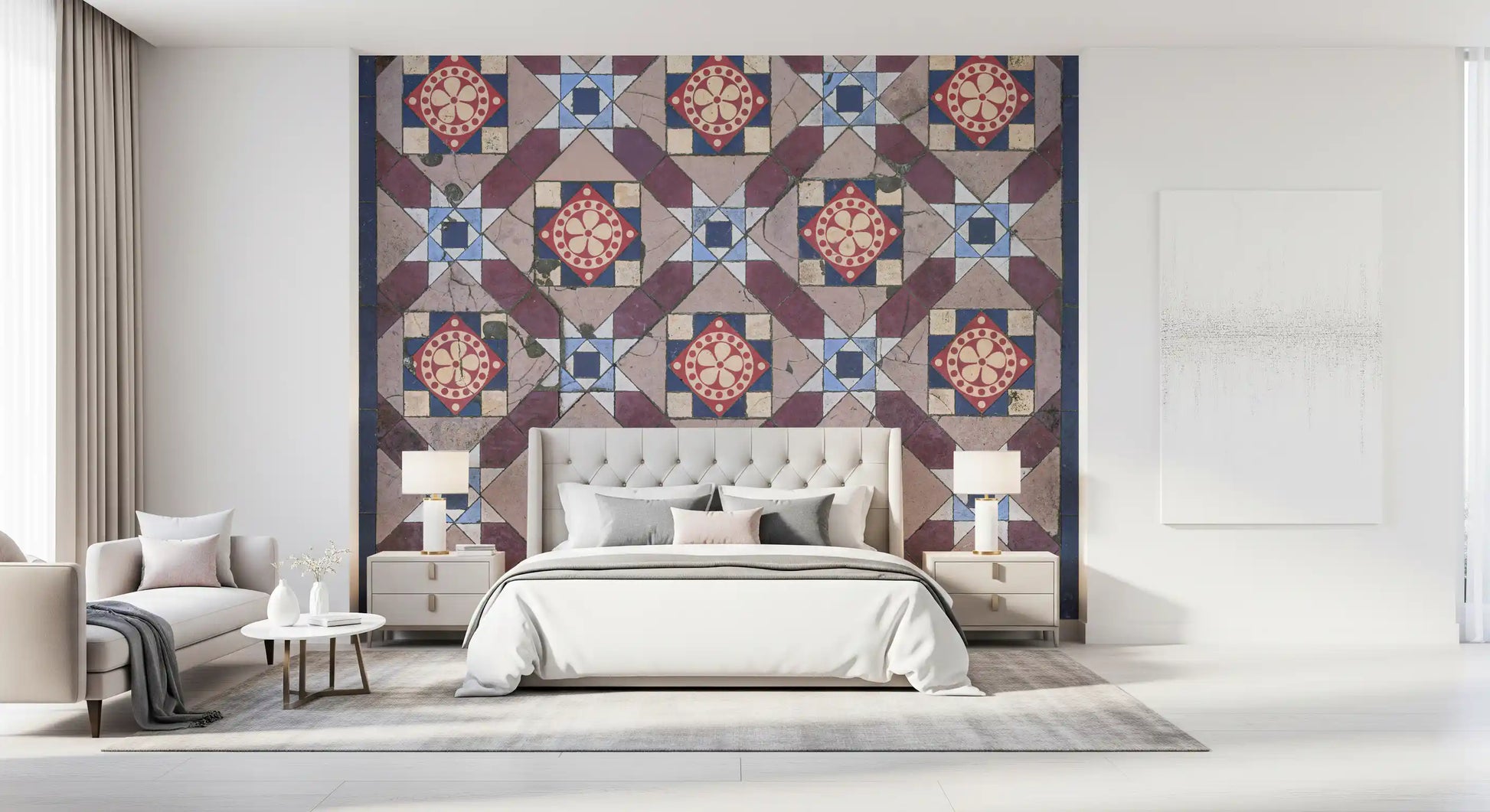 Victorian Geometric Floral Medallion Wall Mural