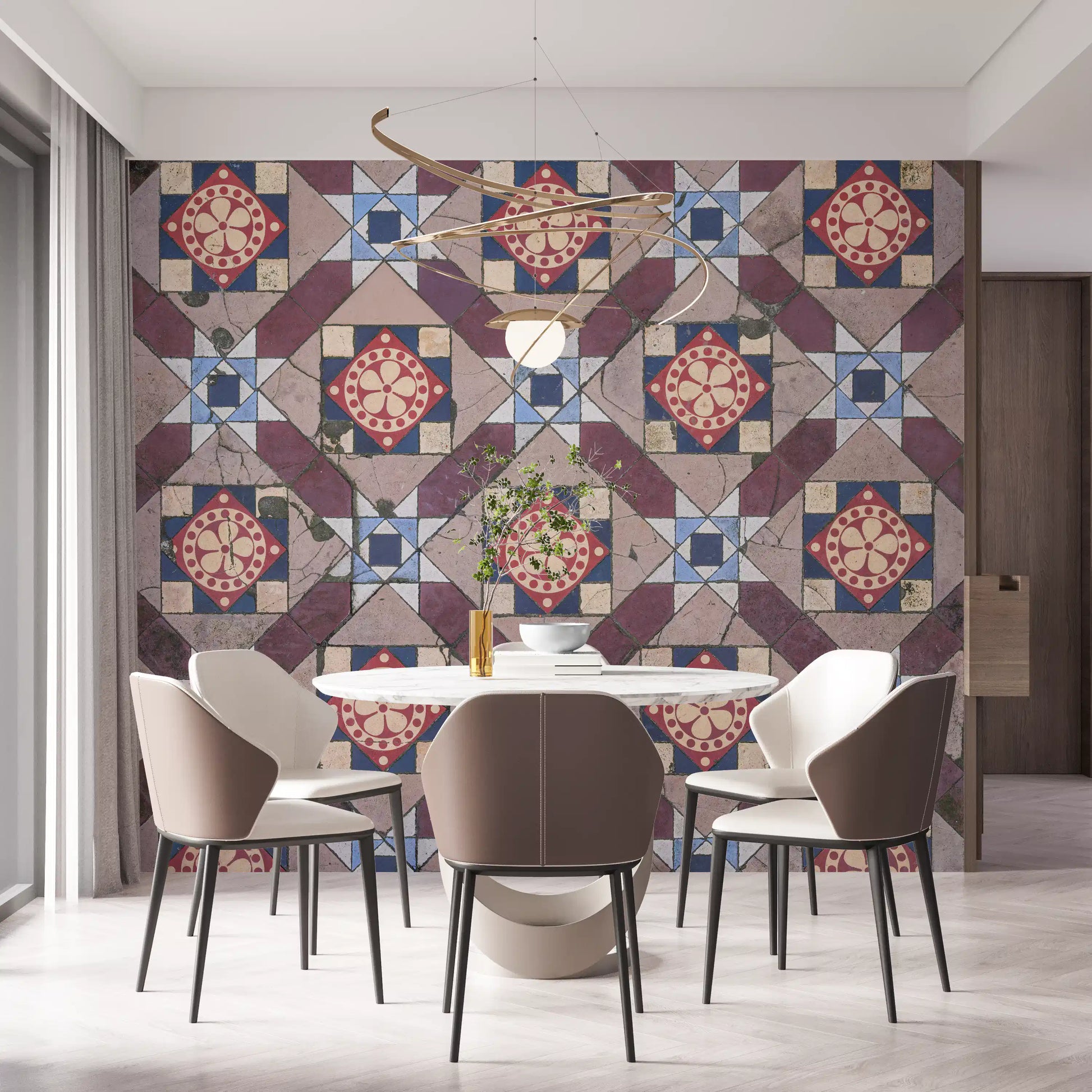 Victorian Geometric Floral Medallion Wall Mural