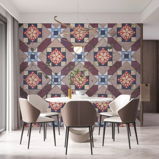 Victorian Geometric Floral Medallion Wall Mural