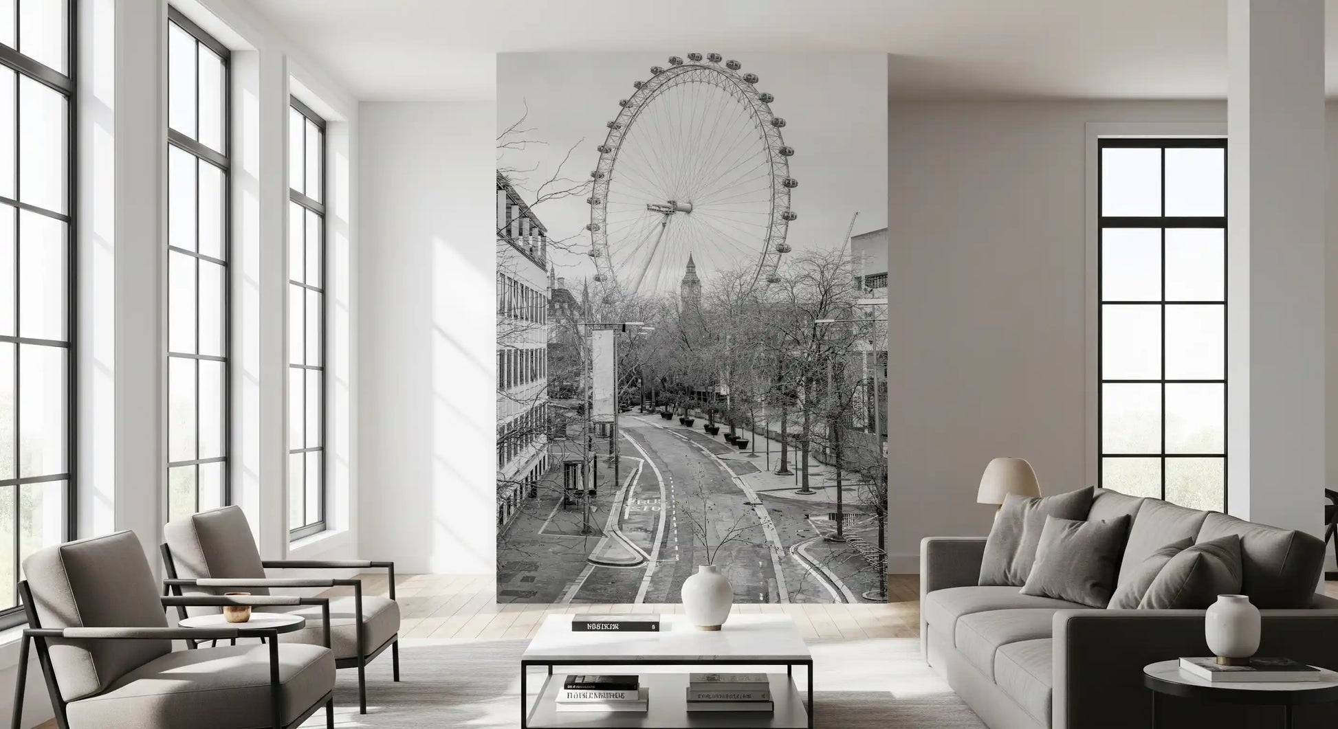 Monochrome London Landmark Skyline Wall Mural