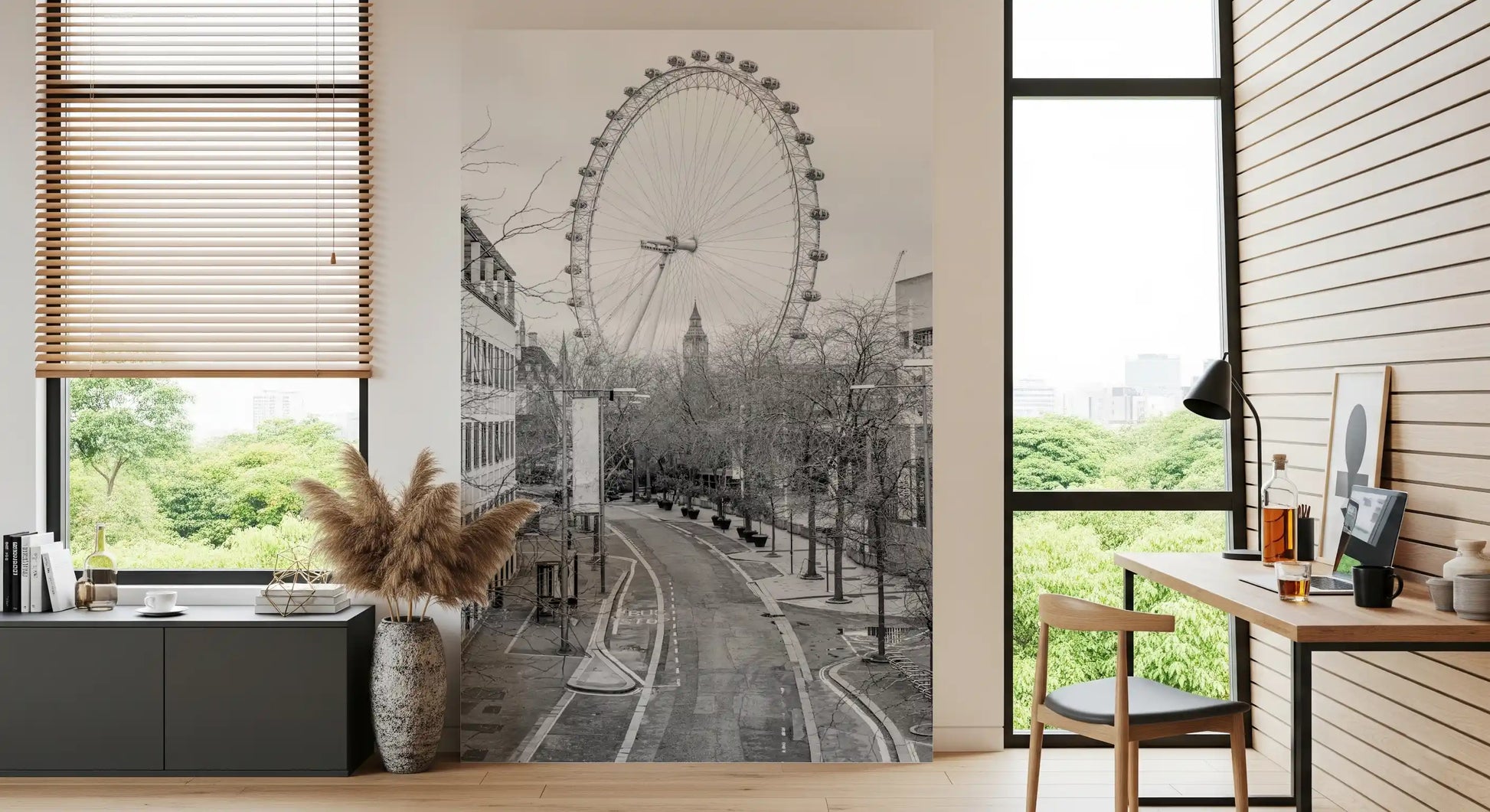 Monochrome London Landmark Skyline Wall Mural