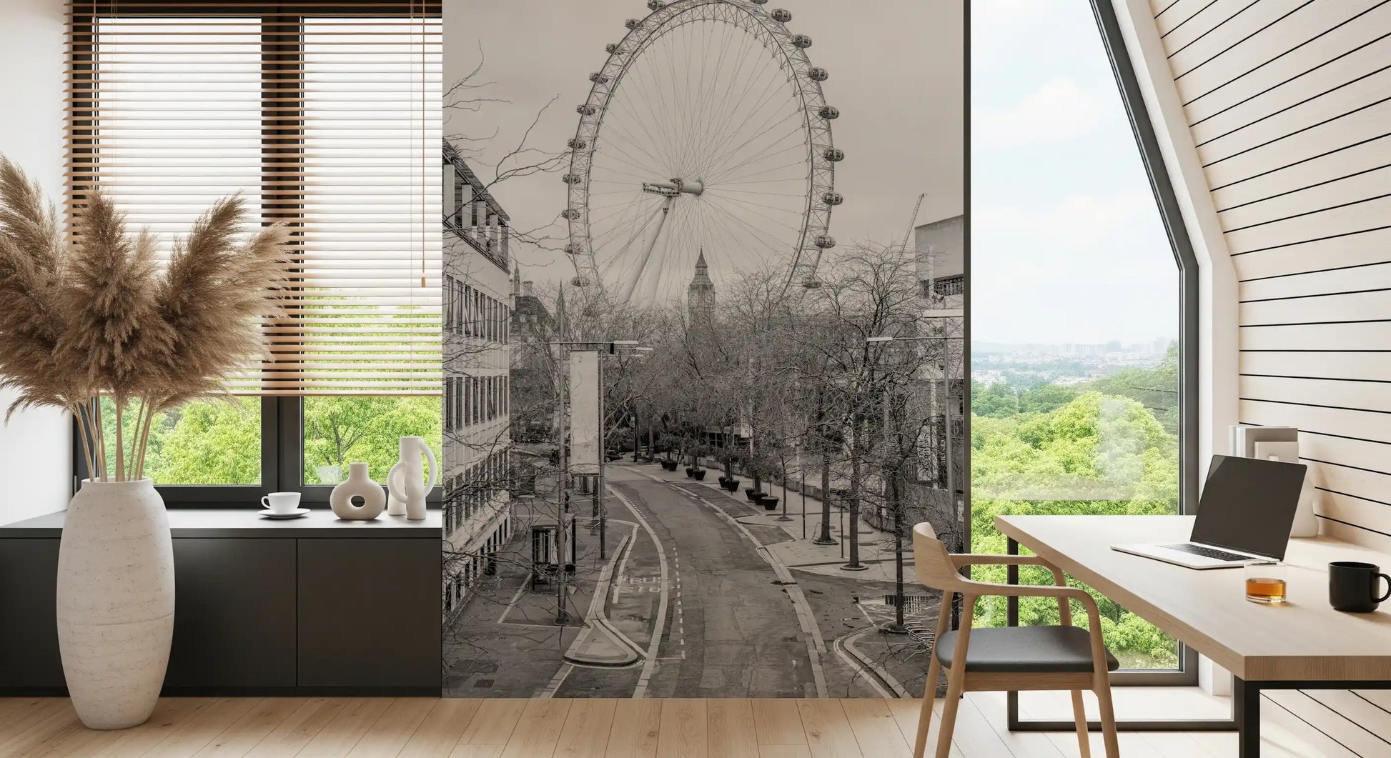 Monochrome London Landmark Skyline Wall Mural