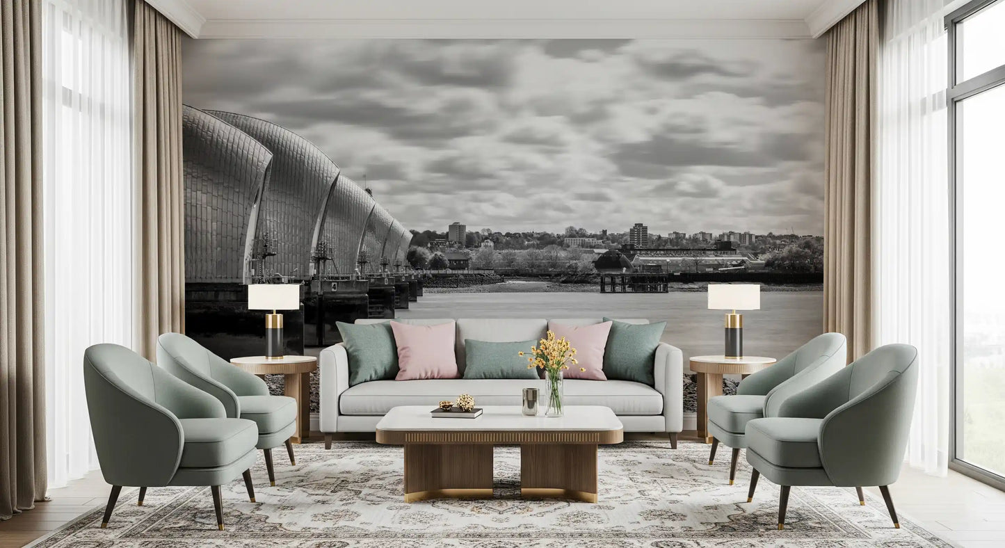 Thames Flood Barrier View Wall Mural