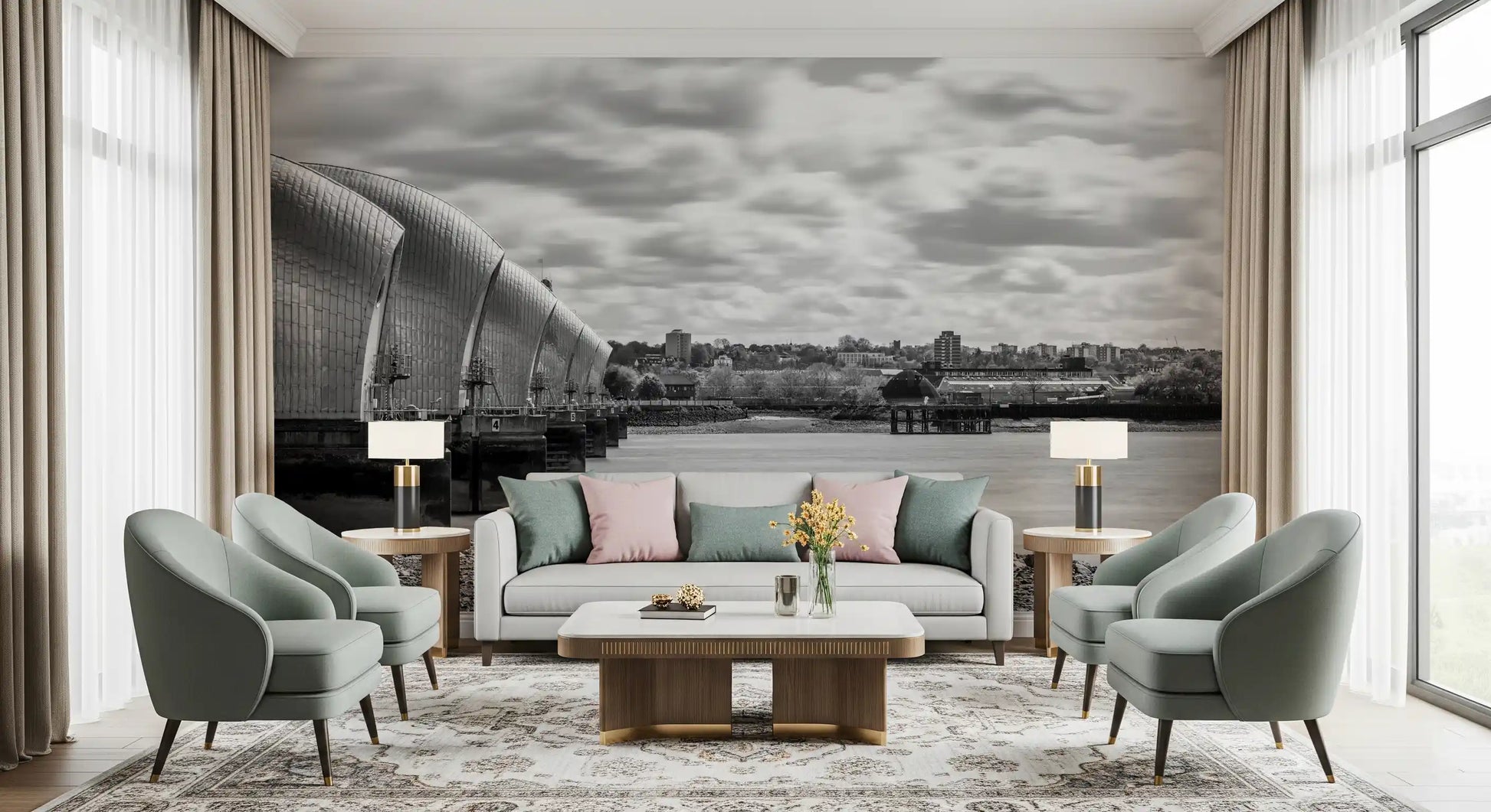 Thames Flood Barrier View Wall Mural